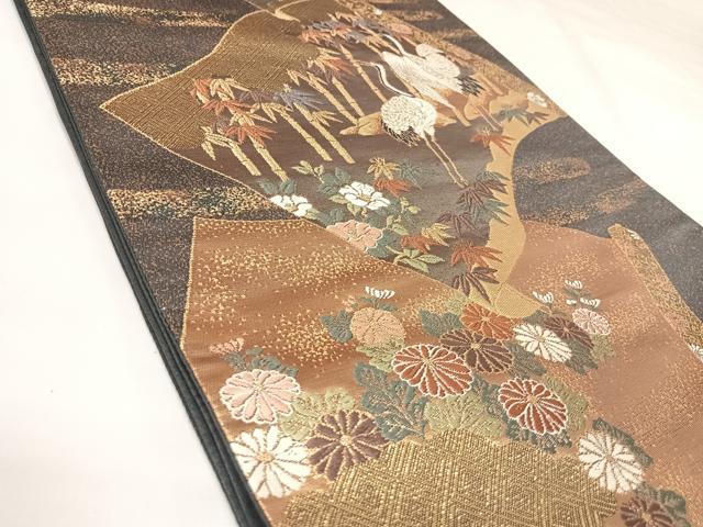 平和屋着物◎六通柄袋帯 唐織 慶長絵巻紙文 金銀糸 正絹 逸品 AABK0707yx