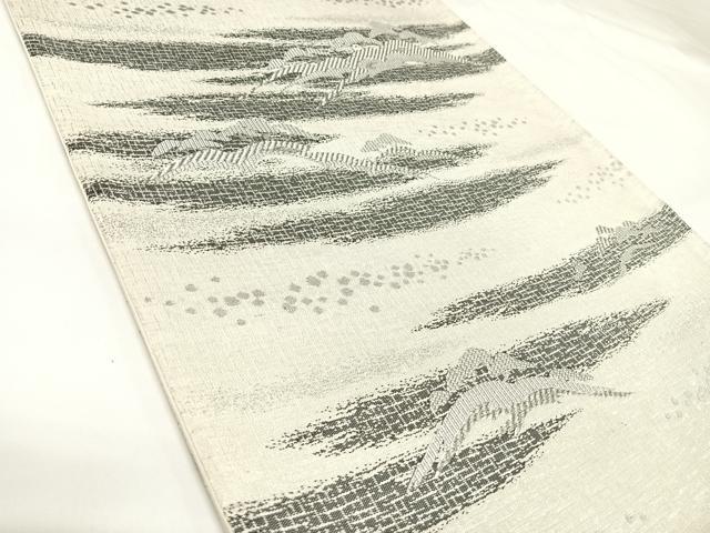 平和屋着物◎六通柄袋帯 松 銀糸 正絹 逸品 AABK0708yx