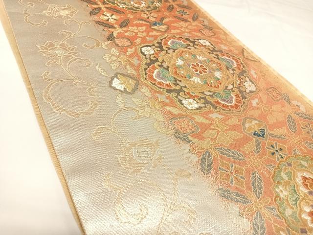 平和屋着物◎六通柄袋帯 正倉院花文 金銀糸 正絹 逸品 AABK0717yx