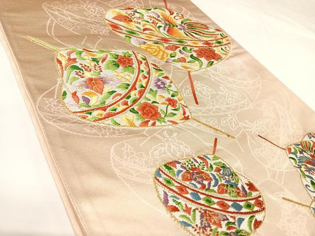 平和屋着物◎六通柄袋帯 唐織 鳳凰 駒 金銀糸 正絹 逸品 AABK0725yx