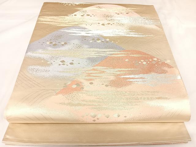 平和屋着物◎六通柄袋帯 重ね山文 金銀糸 正絹 逸品 AABK0727yx