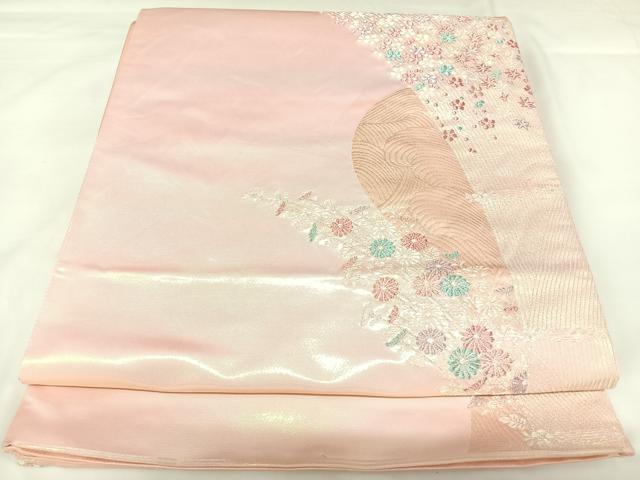 平和屋着物◎太鼓柄袋帯 瑞華豊麗花垣文 銀糸 正絹 逸品 AABK0728yx