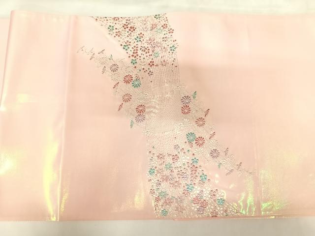 平和屋着物◎太鼓柄袋帯 瑞華豊麗花垣文 銀糸 正絹 逸品 AABK0728yx
