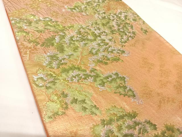 平和屋着物◎六通柄袋帯 唐織 樹林文 金銀糸 正絹 逸品 AABK0736yx