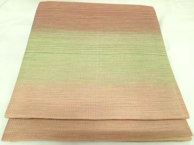 平和屋着物◎全通柄袋帯 横段文 金糸 正絹 逸品 AABK0738yx