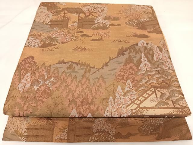 平和屋着物◎六通柄袋帯 都名所絵図 光悦寺 正絹 逸品 AABK0748yx