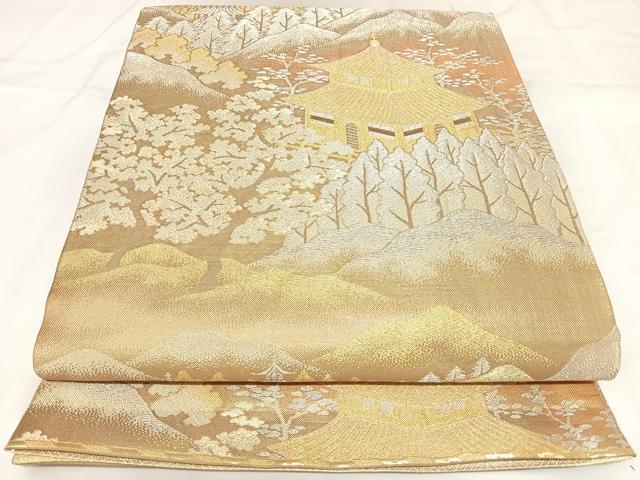 平和屋着物◎佐賀錦 六通柄袋帯 古都の四季 金銀糸 正絹 逸品 AABK0749yx