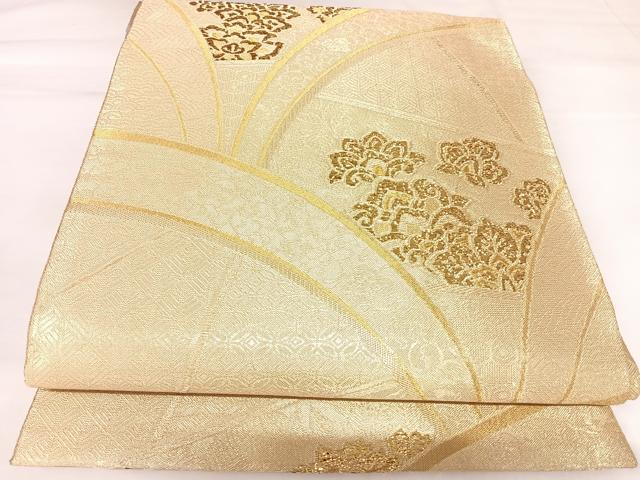 平和屋着物◎佐賀錦 六通柄袋帯 吉祥花文 金糸 正絹 逸品 AABK0759yx