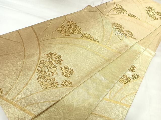 平和屋着物◎佐賀錦 六通柄袋帯 吉祥花文 金糸 正絹 逸品 AABK0759yx