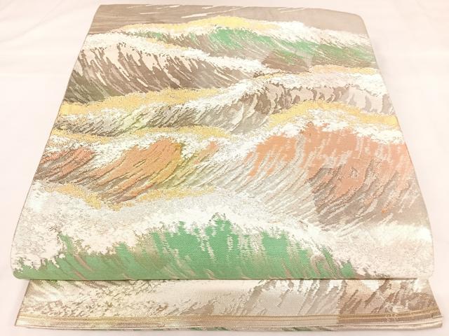 平和屋着物◎六通柄袋帯 立波文 金銀糸 正絹 逸品 AABK0764yx