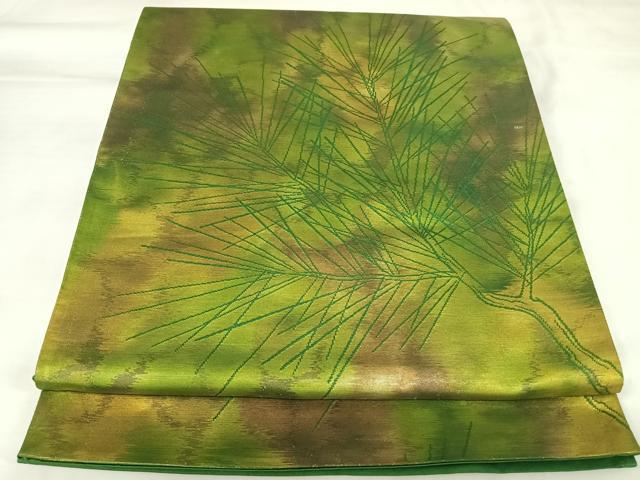 平和屋着物◎六通柄袋帯 松葉 金糸 正絹 逸品 AABK0766yx