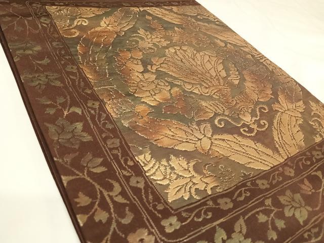 平和屋着物◎六通柄袋帯 飾花文 金糸 引箔 正絹 逸品 AABK0771yx