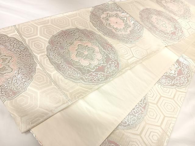 平和屋着物◎六通柄袋帯 唐織 正倉院花文 オーロラ箔 正絹 逸品 AABK0807yx