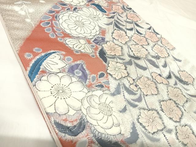 平和屋着物◎六通柄袋帯 辻が花 夢幻土花 銀糸 正絹 逸品 AABK0825yx