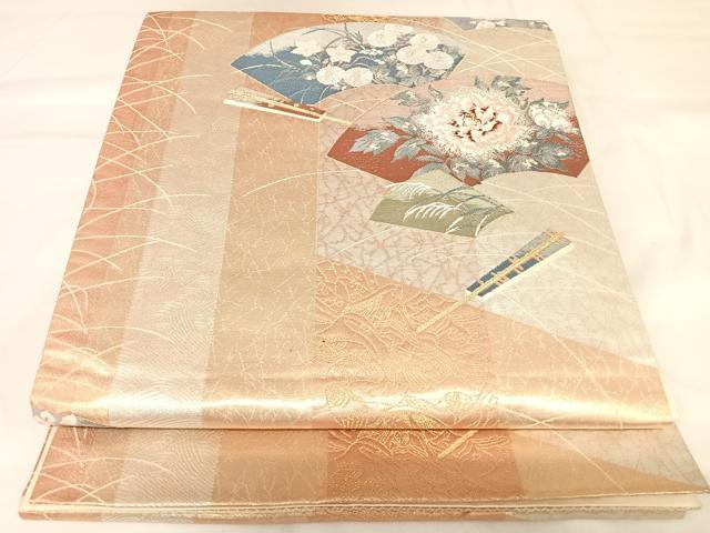平和屋着物◎六通柄袋帯 唐織 地紙花文 金銀糸 正絹 逸品 AABK0832yx