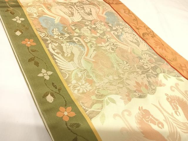 平和屋着物◎六通柄袋帯 鳥獣花文 正絹 逸品 AABK0835yx