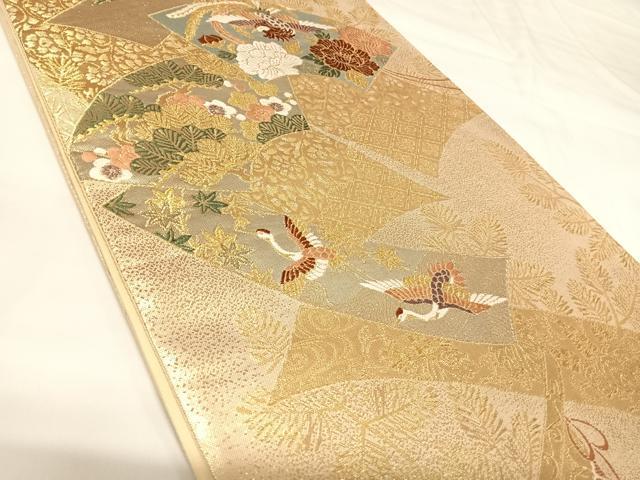 平和屋着物◎六通柄袋帯 唐織 地紙鳳凰花文 金銀糸 正絹 逸品 AABK0844yx
