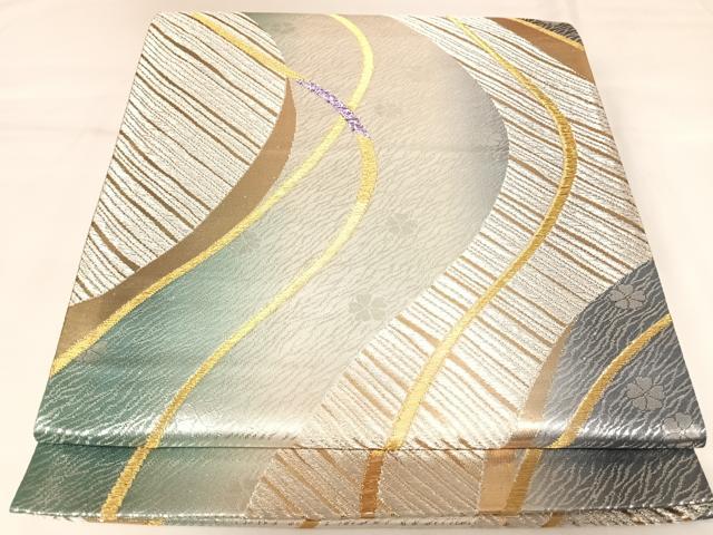 平和屋着物◎六通柄袋帯 流水文 金銀糸 正絹 逸品 AABK0846yx