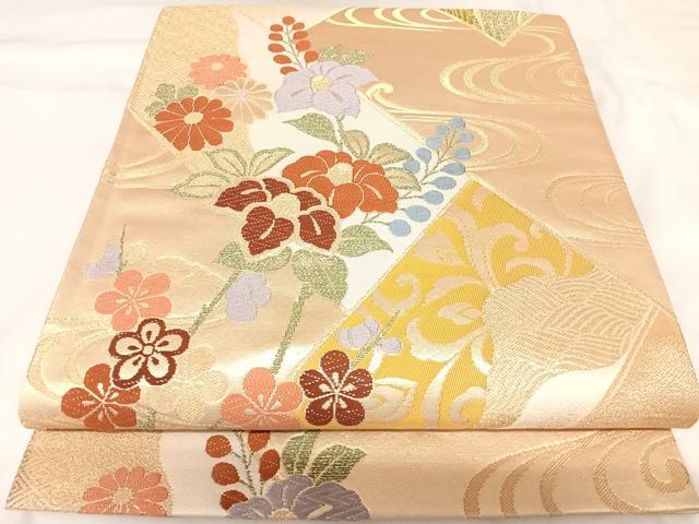 平和屋着物◎六通柄袋帯 唐織 大和路 金糸 正絹 逸品 AABK0873yx