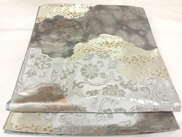 平和屋着物◎六通柄袋帯 栄箔錦 花唐草文 金銀糸 正絹 逸品 AABK0876yx