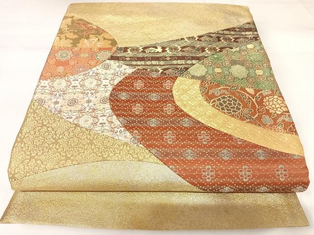 平和屋着物◎太鼓柄袋帯 有栖川文様 金糸 正絹 逸品 AABK0905yx