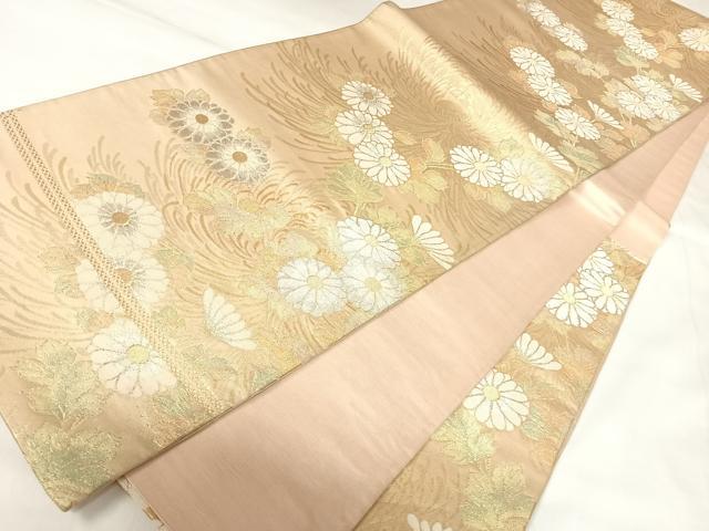 平和屋着物◎六通柄袋帯 菊文 金銀糸 正絹 逸品 AABK0910yx