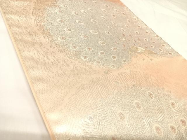 平和屋着物◎六通柄袋帯 唐織 孔雀文 金銀糸 正絹 逸品 AABK0927yx