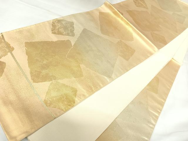 平和屋着物◎六通柄袋帯 色紙文 金糸 正絹 逸品 AABK0948yx