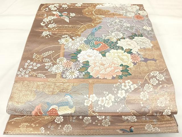 平和屋着物◎六通柄袋帯 唐織 能衣道長格天文 九百錦 金糸 正絹 逸品 AABK0949yx