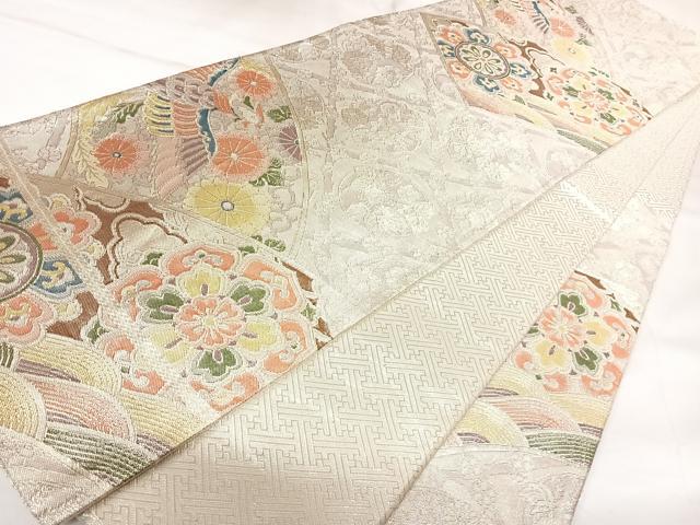 平和屋着物◎佐賀錦 六通柄袋帯 鳳凰正倉院花文 金銀糸 正絹 逸品 AABK0952yx