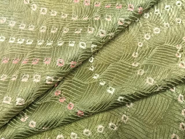 平和屋着物●上質な小紋 総絞り 流水文 暈し染め ロング丈 正絹 逸品 AABK1002fy