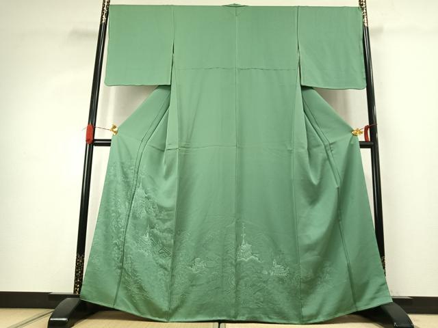 平和屋着物●色留訪問着 祇園祭 浅緑色 正絹 逸品 AABK1003fy