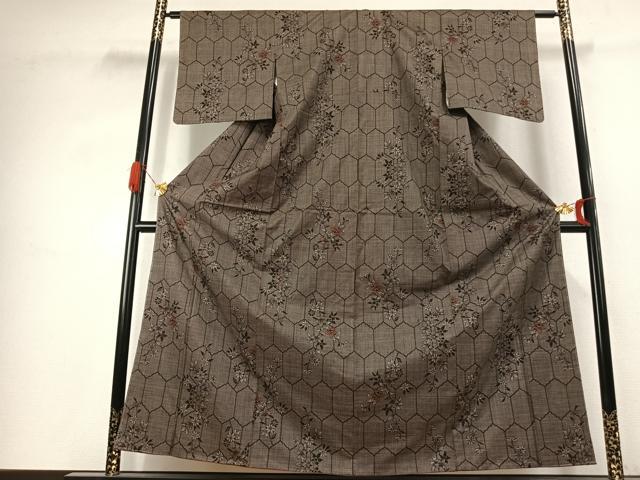 平和屋着物●本場大島紬 7マルキ 草花文 正絹 逸品 AABK1004fy