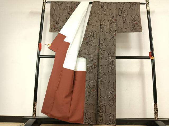 平和屋着物●本場大島紬 7マルキ 草花文 正絹 逸品 AABK1004fy