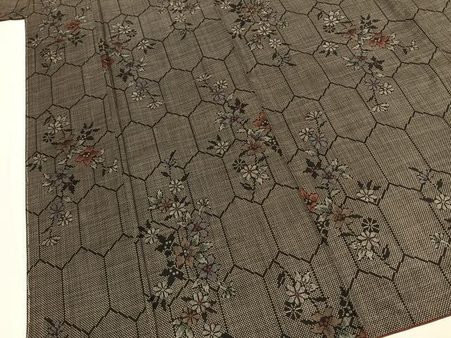平和屋着物●本場大島紬 7マルキ 草花文 正絹 逸品 AABK1004fy