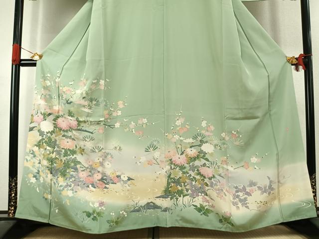 平和屋着物●訪問着 友禅 作家物 草花文 暈し染め 正絹 逸品 AABK1012fy