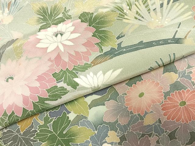 平和屋着物●訪問着 友禅 作家物 草花文 暈し染め 正絹 逸品 AABK1012fy