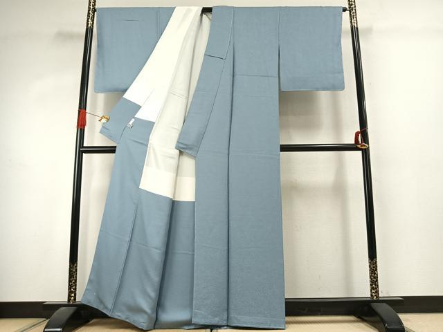 平和屋着物●上質な色無地 草花地紋 秘色色 正絹 逸品 未使用 AABK1021fy