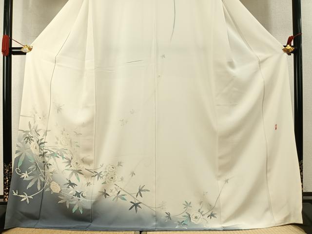 平和屋着物●加賀友禅 松田風華 訪問着 枝花文 暈し染め ますいわ屋扱い 証紙・色紙付き ロング丈 正絹 逸品 AABK1029fy