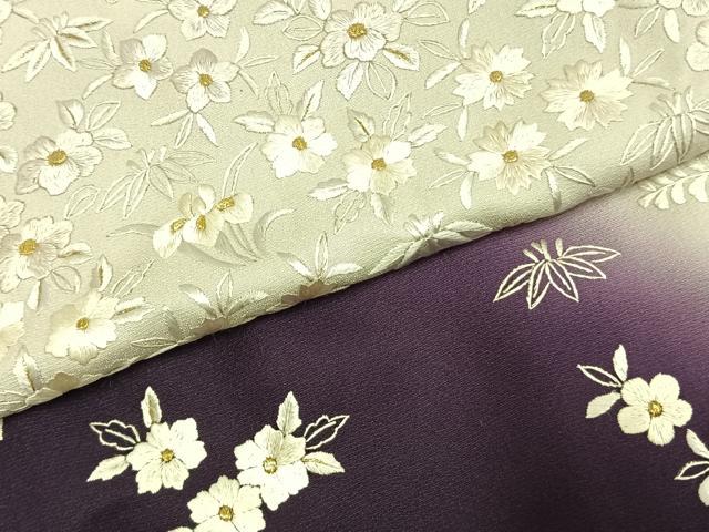 平和屋着物●訪問着 総刺繍 草花文 暈し染め 金糸 ロング丈 正絹 逸品 AABK1030fy
