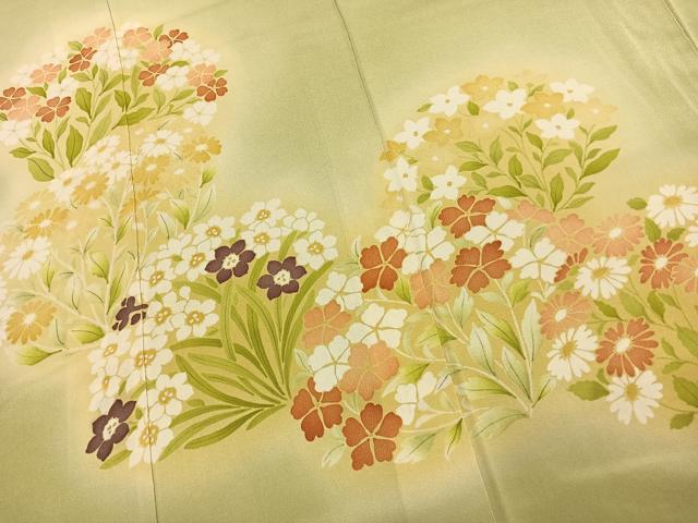 平和屋着物●銀座 志ま亀 訪問着 草花文 暈し染め たとう紙付き 正絹 逸品 AABK1032fy