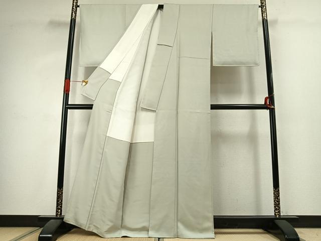 平和屋着物●上質な色無地 白緑色 正絹 逸品 AABK1041fy