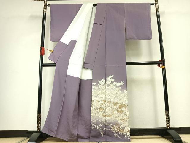 平和屋着物●豪華色留袖 総刺繍 草花文 暈し染め 金糸 正絹 逸品 AABK1048fy