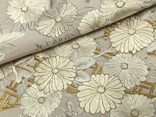 平和屋着物●豪華色留袖 総刺繍 草花文 暈し染め 金糸 正絹 逸品 AABK1048fy