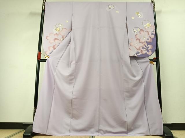 平和屋着物●小振袖 二尺袖 雪輪花文 洗える着物 AABK1050fy