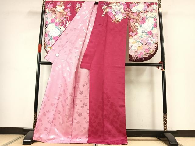 平和屋着物●小振袖 二尺袖 刺繍 草花文 金彩 洗える着物 AABK1052fy