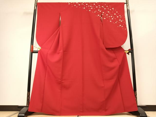 平和屋着物●小振袖 二尺袖 舞桜文 金彩 洗える着物 AABK1053fy