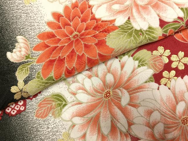 平和屋着物●H・L(アッシュエル) HENRI-LUC CHAPUIS 小振袖 二尺袖 草花文 暈し染め 金彩 洗える着物 AABK1055fy