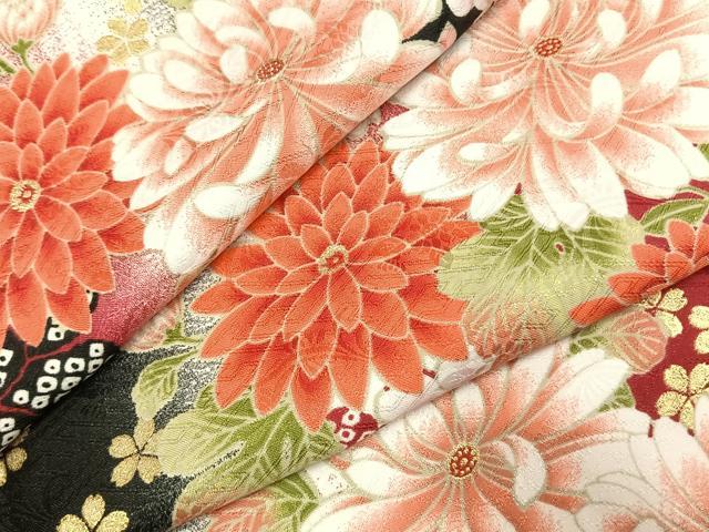 平和屋着物●H・L(アッシュエル) HENRI-LUC CHAPUIS 小振袖 二尺袖 草花文 暈し染め 金彩 洗える着物 AABK1055fy