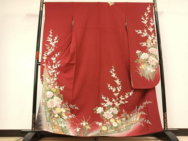平和屋着物●豪華振袖 駒刺繍 草花毬文 暈し染め 金彩 正絹 逸品 AABK1056fy